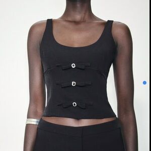 Zara Black Crop Top with Bow Details bin 1